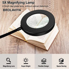 BROLAVIYA® Overhead 5X Magnifying Glass with LED Light and Stand, 3 Color Modes Dimmable,  - Image 3