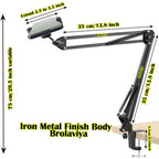 BROLAVIYA® Overhead Video Tabletop Stand Phone Holder, Metal Long Lazy Arm and Bracket for - Image 8