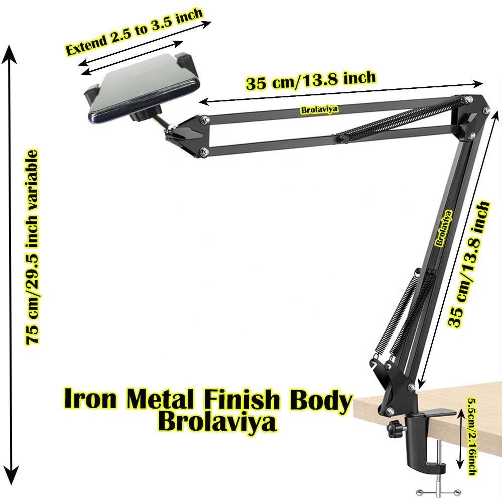 BROLAVIYA® Overhead Video Tabletop Stand Phone Holder, Metal Long Lazy Arm and Bracket for - Image 8