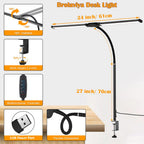 BROLAVIYA® Overhead LED 2 Head Dimmable Desk Lamp Extra-Long Height Light with Multi-Angle Rotation, 3 Lighting Modes for Home, Office, Desktop, Bedroom, Reading etc