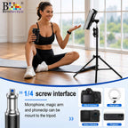 BROLAVIYA® Tablet Tripod Floor Stand, Adjustable up to 75″, Fits 4.7″-12.9″ Phones & Tablets, Compatible with iPad Pro/Air/Mini, Galaxy Tab, for Live Streaming, Office, Cooking & Fitness
