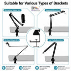 BROLAVIYA® Heavy Duty Desk Clamp Mount with Headphone Hook, Metal Table C Clamp Base, Universal Mic Boom Arm Clamp for Scissor Arms, Low Profile Arms, Fits Up to 2.36 inch 6cm Thickness