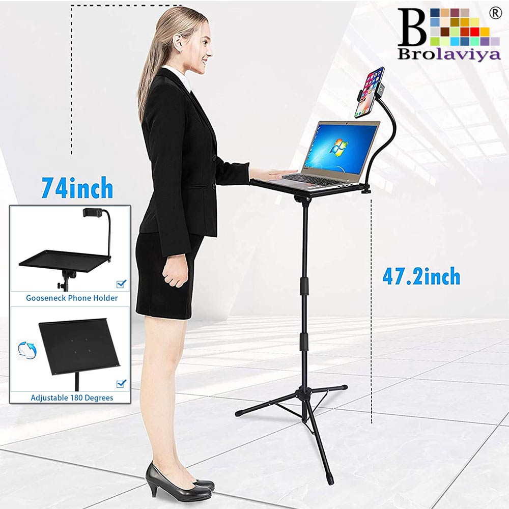 BROLAVIYA® Multi-Purpose Projector Tripod Stand, Laptop / Mobile Stand, 180 Degree Angles with Adjustable Height, Perfect for Projector, Office, Home, Stage or Studio