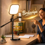 BROLAVIYA® Overhead Phone Stand with LED Fill Slab Light, 360° Rotating Phone Holder, Desk Stand for Reading, YouTube, Reels, Cooking Videos, Recording & Content Creation