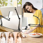 BROLAVIYA® Overhead Video Mobile Stand with 11 Inch Video LED Light 2700 to 5500k, Metal Arm, 1/4" Ball Head For Camera, Gopro with Mobile Bracket and Flexible Clip Arm