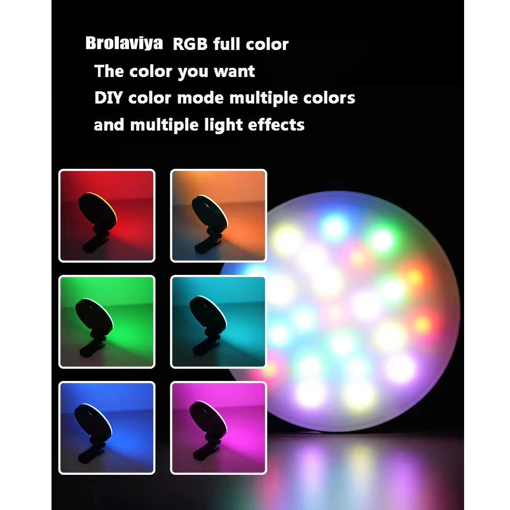 BROLAVIYA® Magnetic RGB Video Rechargeable Light Pocket LED Fill Light 2500K-7000K Dimmable, RGB Lighting Effects for Travel, Photography, Computer Tablet Mobile Phone DSLR Camera