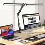 BROLAVIYA® Overhead New Double Head LED Desk Lamp Light with Metal Arm Table Lamp Stand, 3 Lighting Modes, Dimmable with 12V Power Adaptor for Home, Office, Desktop, Bedroom, Reading