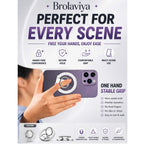 BROLAVIYA® Magnetic Phone Ring Holder, 360° Rotating & 180° Flip Finger Ring Stand, Ultra Slim Metal Grip Kickstand Compatible for iPhone 16/15/14/13/12 Series & All Smartphones – Silver