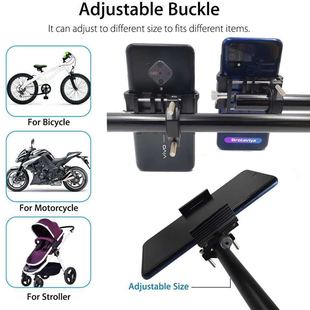 BROLAVIYA® Aluminum Alloy Mobile Phone Holder for Motorcycle Bike Bicycle MTB Handlebar Mo - Image 3