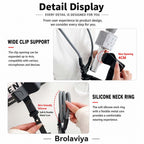 BROLAVIYA® Silicone Neck Clip Holder Mount, Hands-Free Wearable Neck Stand with Adjustable Clamp, Universal Chest Mount with 1/4 Head for Vlogging, Recording, Live Streaming, Reading, DIY & Travel