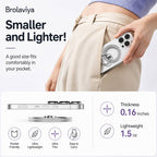 BROLAVIYA® Magnetic Phone Ring Holder Grip, Ultra Slim Metal Finger Ring Stand with 360° Rotation, Strong Magnet, Kickstand for iPhone 16/15/14/13/12 Series & Magnetic Compatible Cases, Silver
