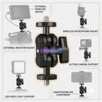 BROLAVIYA® Dual Ball Head Magic Arm Mount with 1/4″ Standard Screws, 360° Rotatable Universal Bracket for DSLR Camera Monitor, LED Video Light, Microphone and Action Cam Support