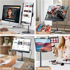 BROLAVIYA® Metal Body Premium Tablet and Mobile Stand, Adjustable Height with 360 Rotatable, Compatible with iPad Pro 12.9, 10.9, 10.2, Air Mini 4 3 2, Nexus, Kindle, Xiaomi, E-Reader, 4-13 inch, Black
