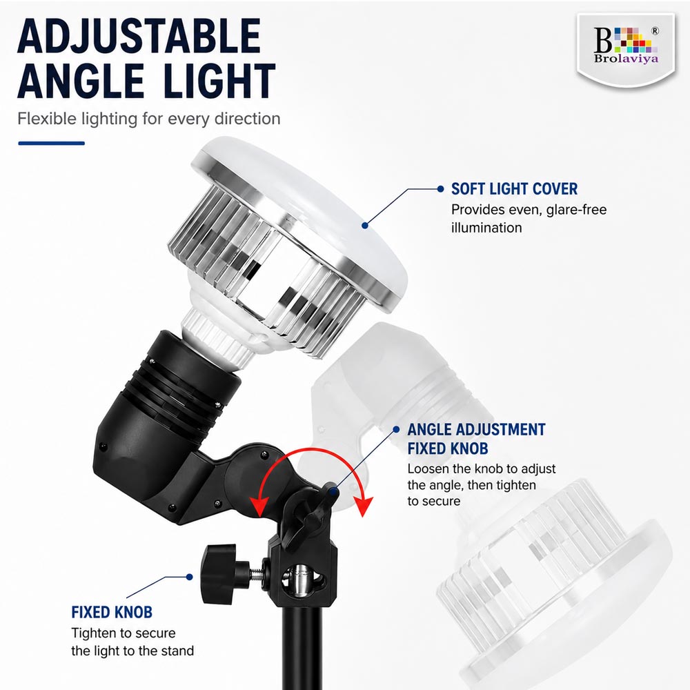 BROLAVIYA® 60W LED Photography Light Bulb with E27 Mount, Remote Control, Bi-Color 3000K-6000K, Dimmable for Studio Photography