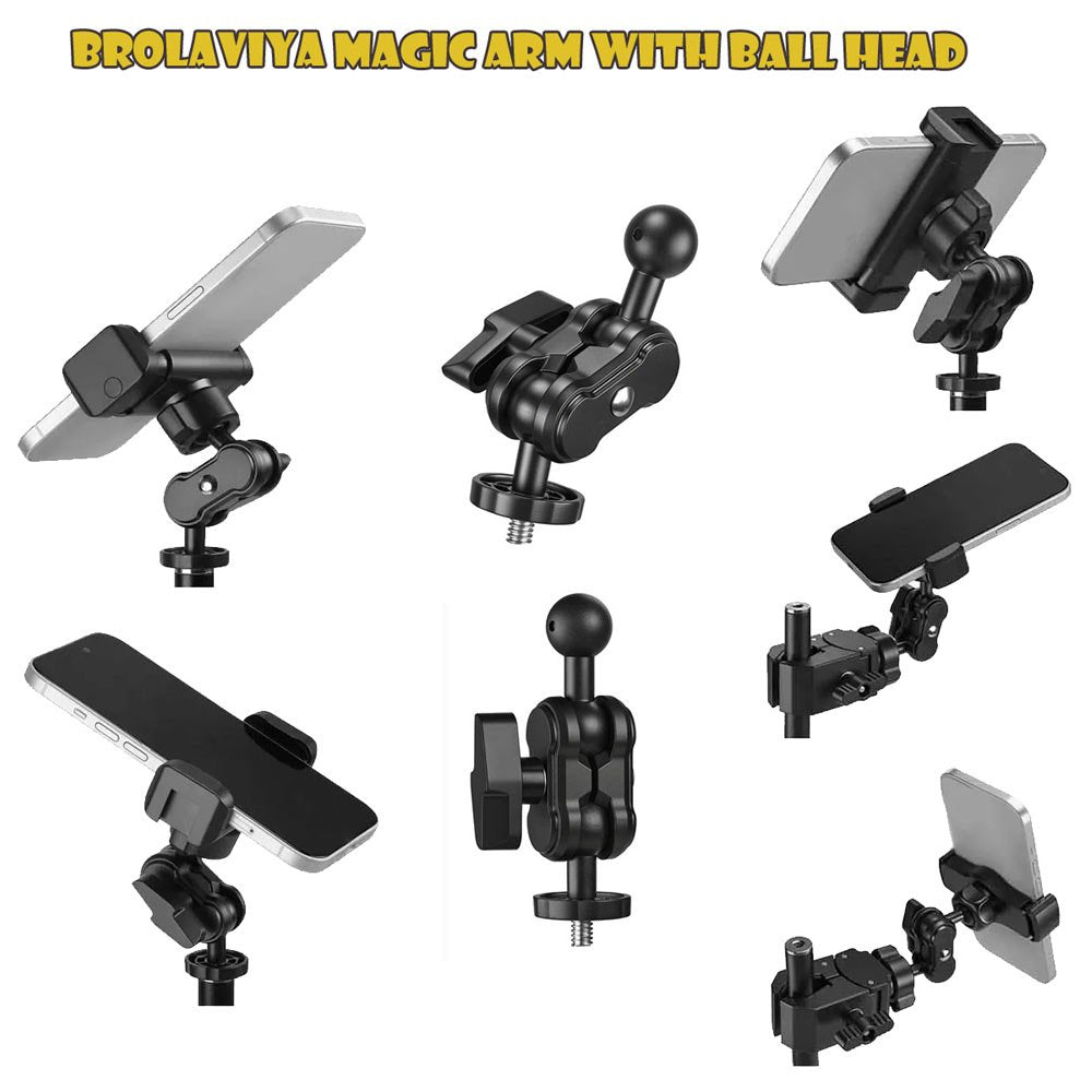 BROLAVIYA® Magic Arm with 1/4 External Thread to 17.4 mm Spherical Ball Head Mount Adapter - Image 4