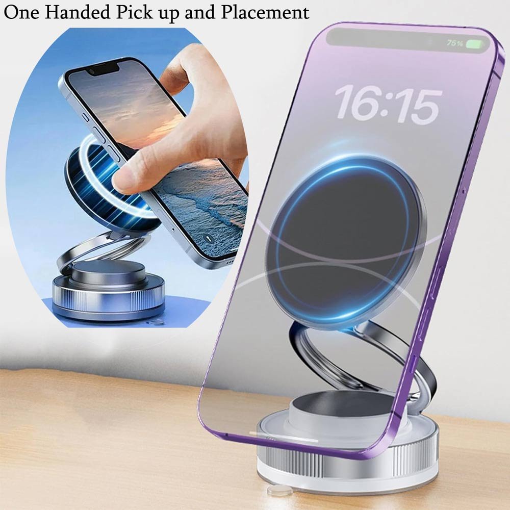 BROLAVIYA® Car Mobile Stand with 360 Degree Rotating Magnetic Vacuum Suction Holder for Ca - Image 7