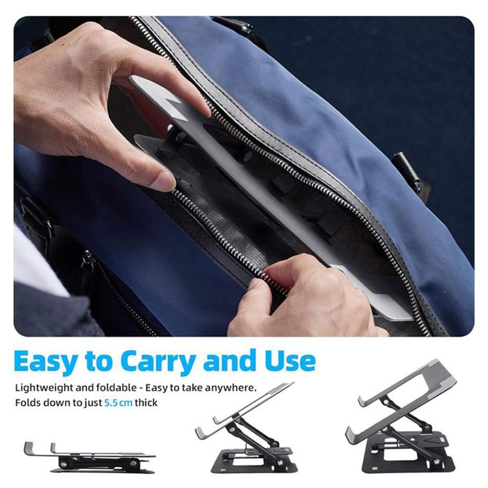 BROLAVIYA® Dual Laptop and Mobile Stand, Foldable Aluminum Riser with Heat-Vent, Portable  - Image 4