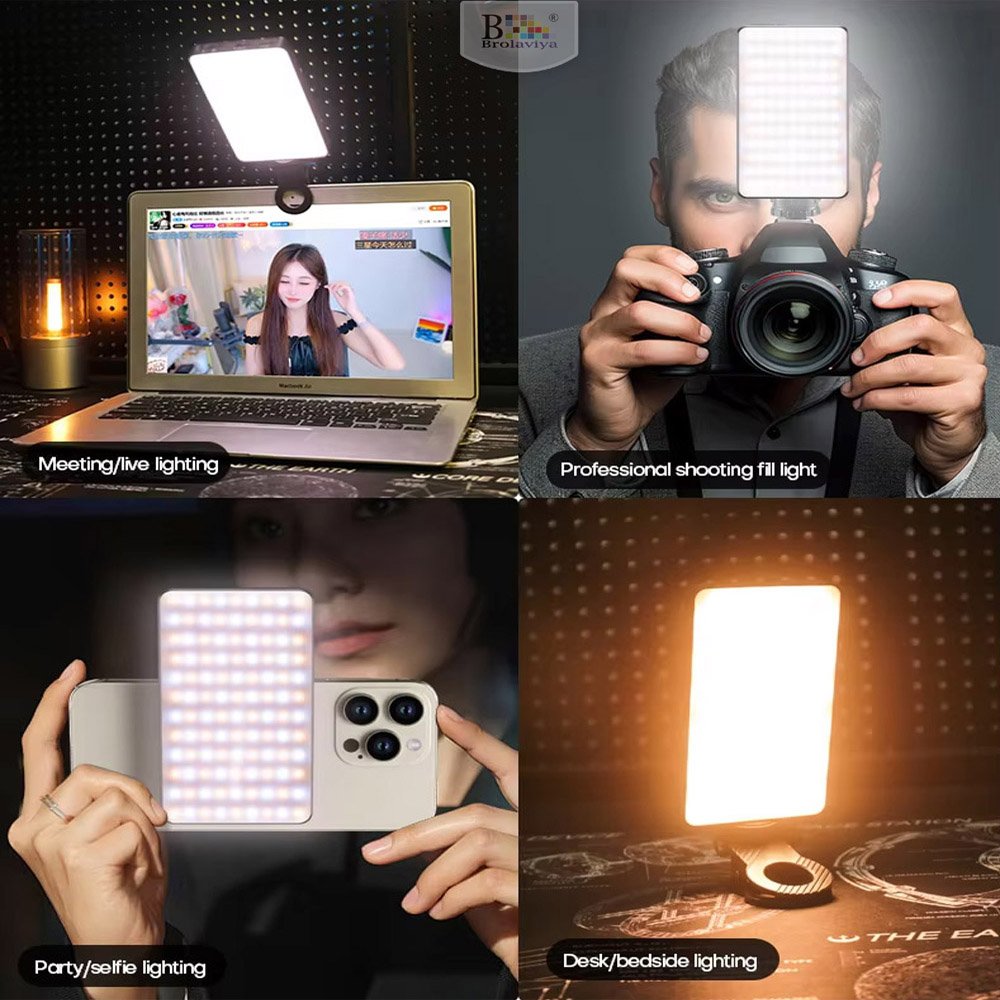 BROLAVIYA® Two-Sided Selfie Light 129 Beams 2000mAh CRI 96+ Rechargeable Cell Phone Fill L - Image 2