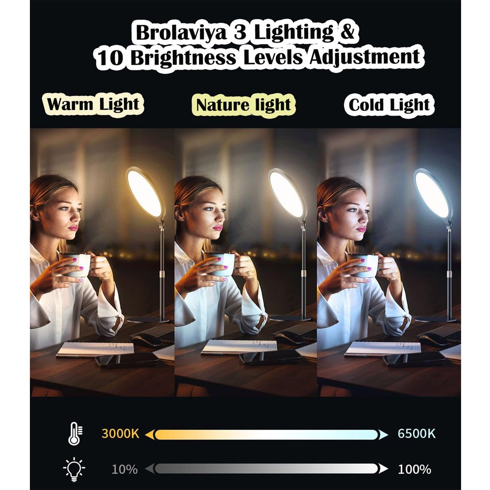 BROLAVIYA® Full Screen Fill Slab Key Light Stand with Mobile Phone Holder, 1/4" Head Compa - Image 4