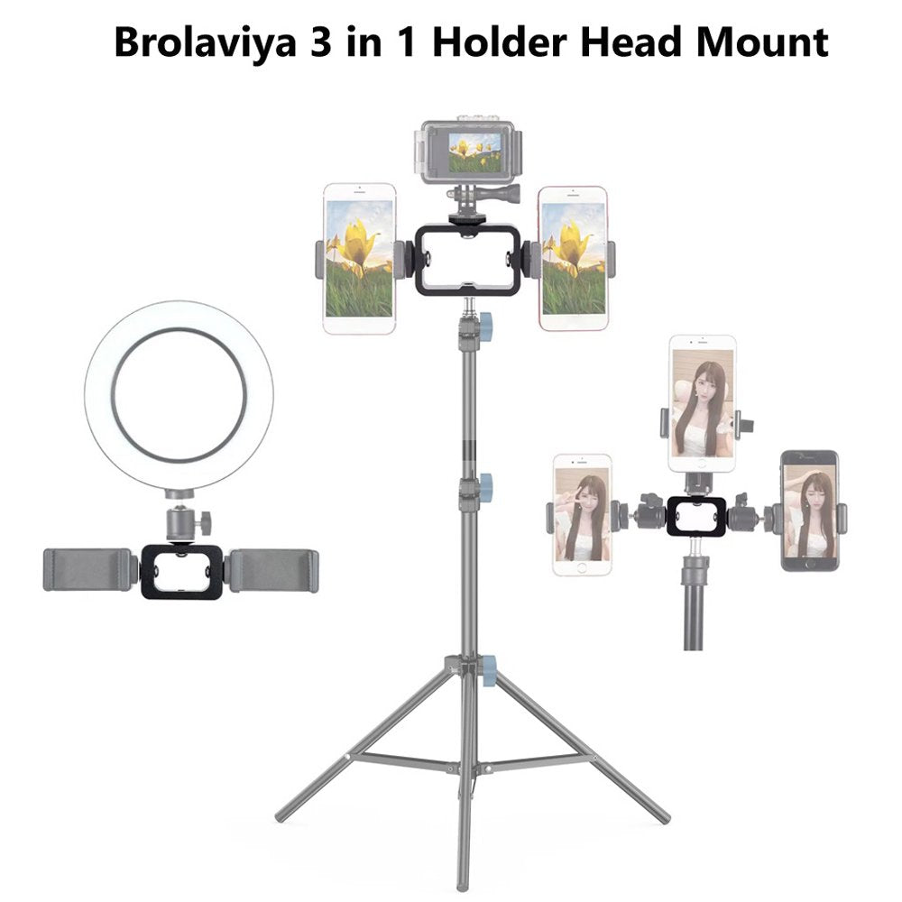 BROLAVIYA® 3 in 1 Holder Head Mount Metal Bracket with 1/4 Adapter Holder for Live Broadca - Image 4