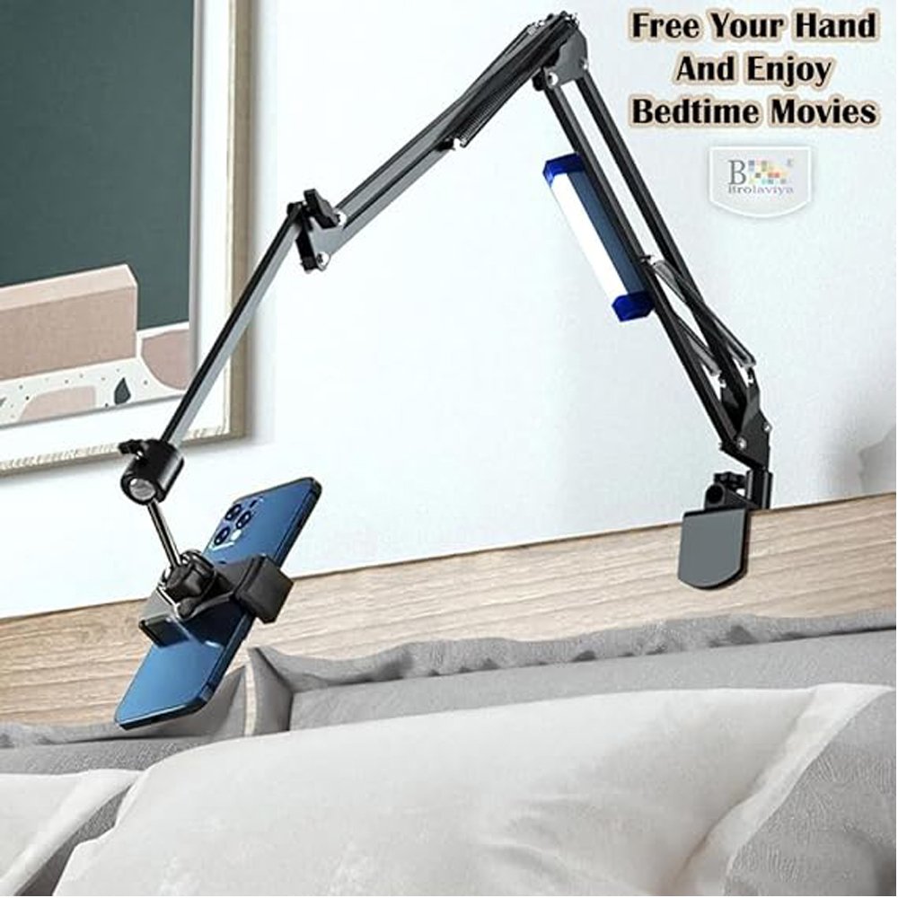 BROLAVIYA® Overhead Video Mobile Stand with 17cm Rechargeable LED Tube Light, New Extra-Lo - Image 4