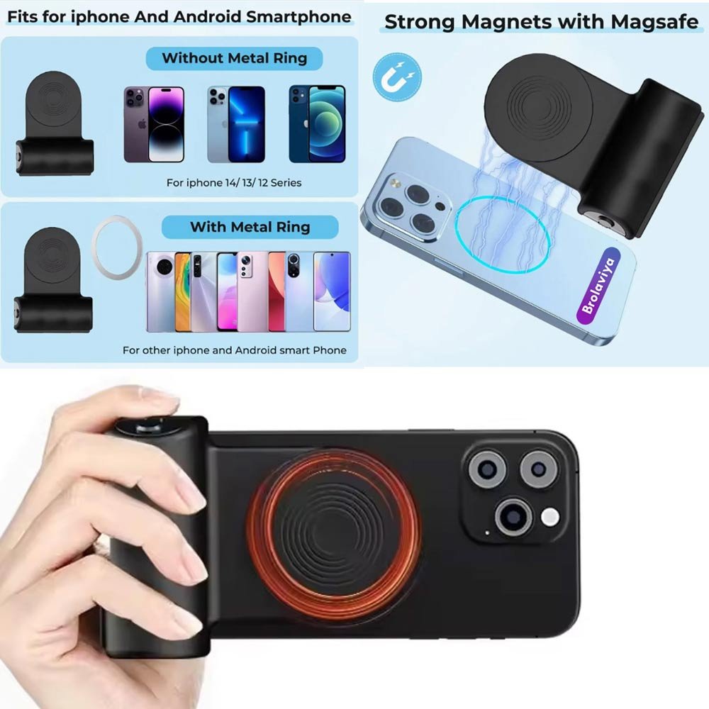BROLAVIYA® Magnetic Phone Camera DSLR Style Shutter Grip for Magsafe iPhone & Android, Wir - Image 4