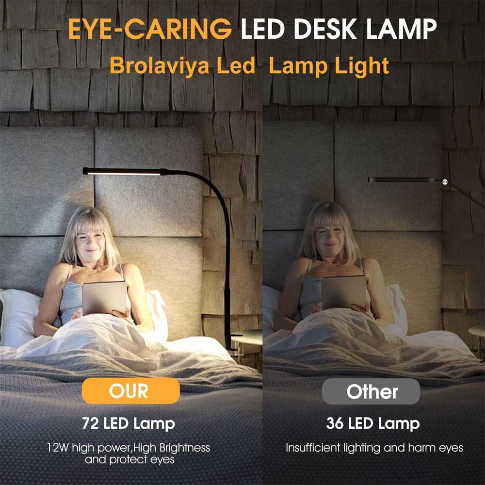 (Renewed) BROLAVIYA® Overhead Flexible LED Long Desk Lamp Light with Clamp, 3 Modes, 10 Br - Image 4