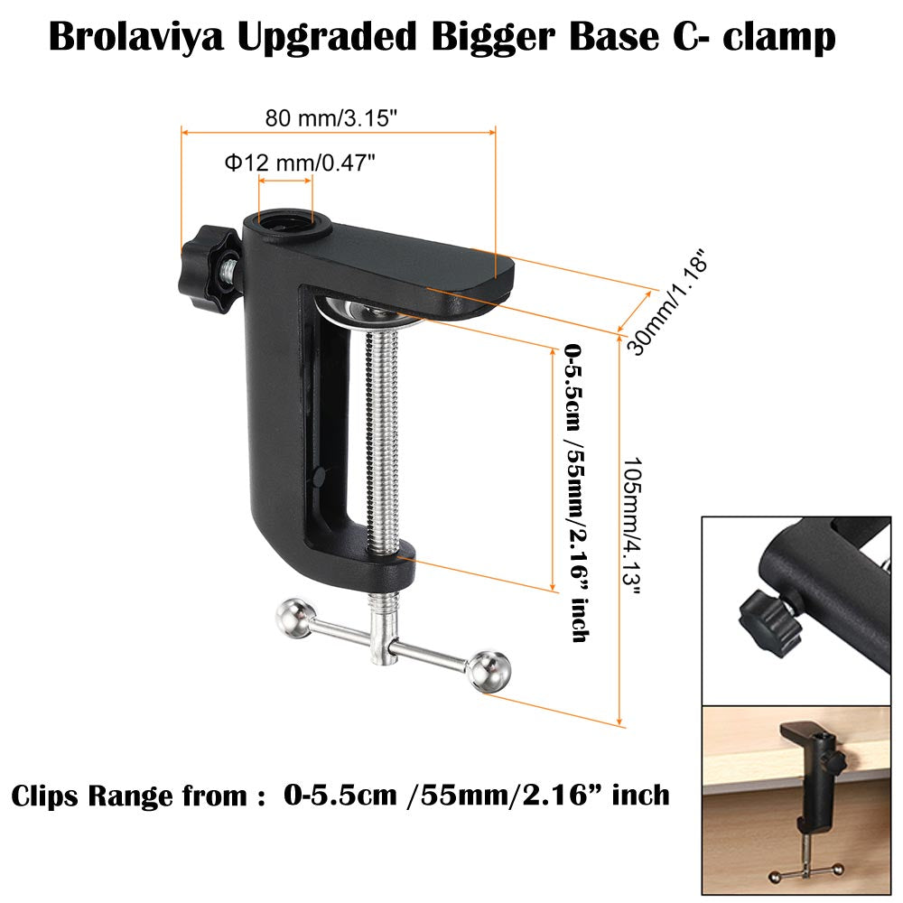BROLAVIYA® Flexible Clip Lazy Arm For Mobiles and Tablets Fits Device 4~11 Diagonal Inch, Articulating Arm Mount
