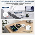 BROLAVIYA® 3 in 1 Magnetic Foldable 15W Wireless Charging Station for iPhone 17/16/15/14/13/12/11 Series, Samsung Galaxy S25/S24/S23/S22/S21/S20, Watch & Airpods with Type C Cable, White