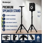 BROLAVIYA® Universal Speaker Stand, Height Adjustable Tripod Speaker Stands with Mounting Plate, Heavy Duty Metal for PA Speakers, Studio Monitors, DJ Equipment, Home Theater & Events