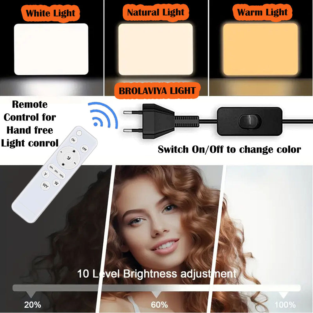 BROLAVIYA® Full Screen Fill 11 Inch LED Video Light with Remote Control and Metal Body Stand with Phone Holder, 1/4" Ball Head for Camera, Webcam, Gopro With Mobile Bracket for YouTube, Desktop, Office