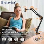 Brolaviya® Phone Holder for Bed & Desk, Adjustable Overhead Phone Mount with 360° Rotation, Multi-Angle Suspension Arm Stand, Hands-Free Mobile Holder for Video Recording, Drawing, Cooking, Reading & Live Streaming