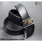 BROLAVIYA® Universal Adjustable Automatic Ratchet Buckle Belt, Length 110 CM, Silver Grill Style