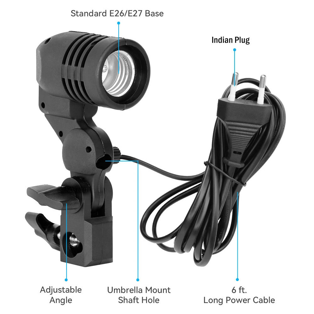 BROLAVIYA® E27 Single Head Bulb Holder Socket Flash Umbrella Bracket Photo Lighting Bulb Holder For Photography Studio Accessories