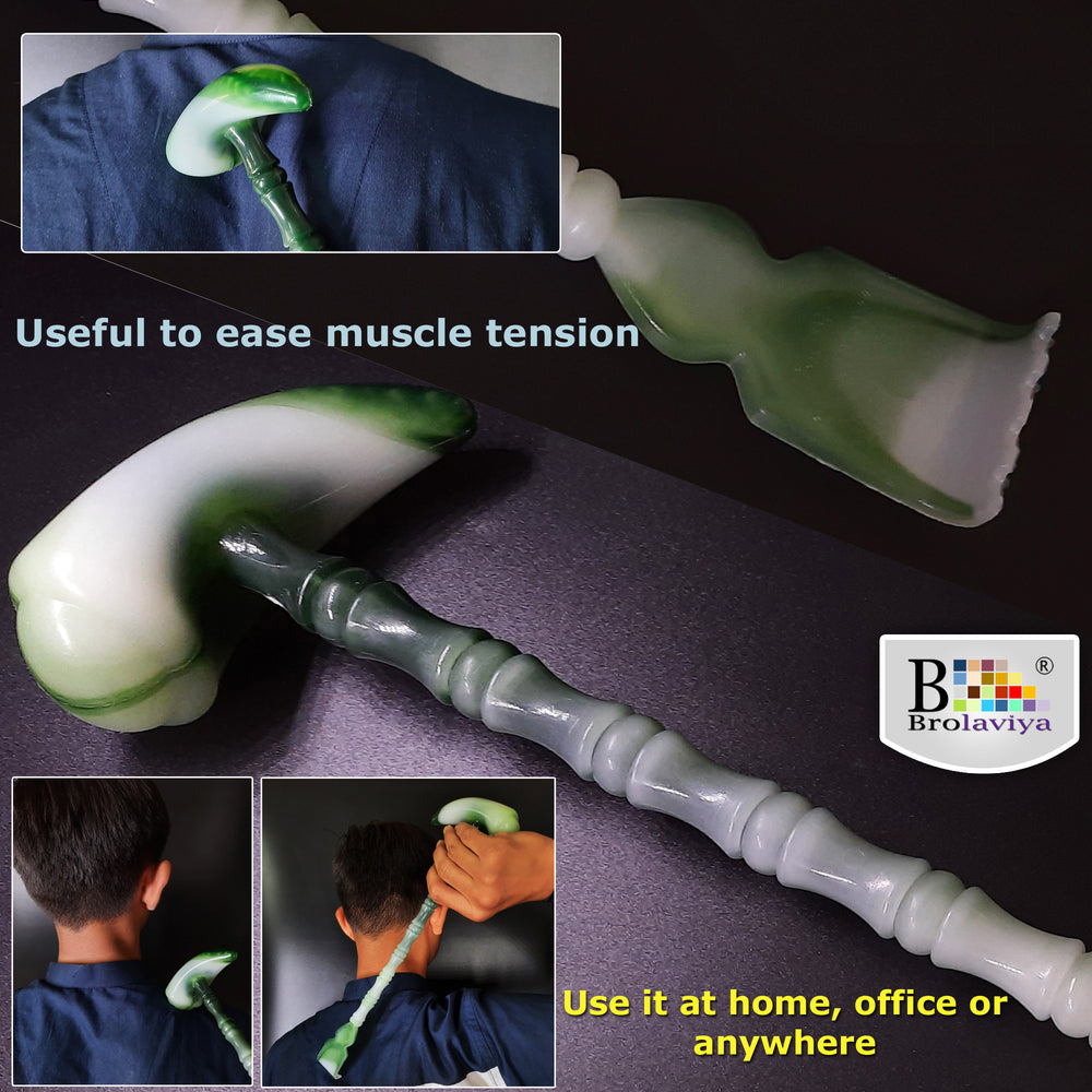 BROLAVIYA® 2 in 1 Hammer Horn Shape Manually Massage Stick, Knock Base Massager with Back Scratcher For Troublesome Itchy Spots and Relief ( 2 Pack )