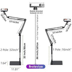 BROLAVIYA® Long Arm Tripod Floor Mobile Stand for 4'-7' inch, for Mobile Cell Phones, for Overhead Video, Watching Movies, Online Class Learning, Cooking, Podcast, Reels