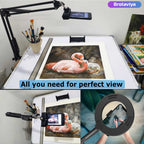 BROLAVIYA® Overhead Video Stand with 6-inch Ring Light, Metal Arm Body, 1/4" Ball Head for Camera, Webcam With Bracket For Mobile, Overhead Video, Desktop, Bedroom, Office
