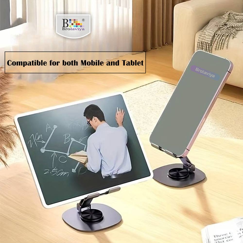 BROLAVIYA® 360° Rotatable Metal Mobile Stand Adjustable Desk Angles Phone Holder Sturdy wi - Image 3