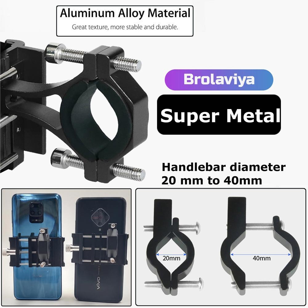 BROLAVIYA® Aluminum Alloy Mobile Phone Holder for Motorcycle Bike Bicycle MTB Handlebar Mo - Image 5