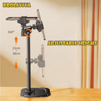 BROLAVIYA® 2 in 1 Metal Body Premium Tablet and Dual Mobile Desktop Stand, Adjustable Height with 360 Rotatable, 5-11” Compatible with iPad 10.9, 10.2, Air Mini 4, 3, 2, Nexus, Kindle, Xiaomi, Black