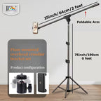 BROLAVIYA® 360 Degree Tripod with Telescopic Crossbar Long Arm Stick, 230 cm Top Height, Portable, for Photography & Videography, Ideal for Live Streaming, Overhead Tripod Stand with Mobile Bracket