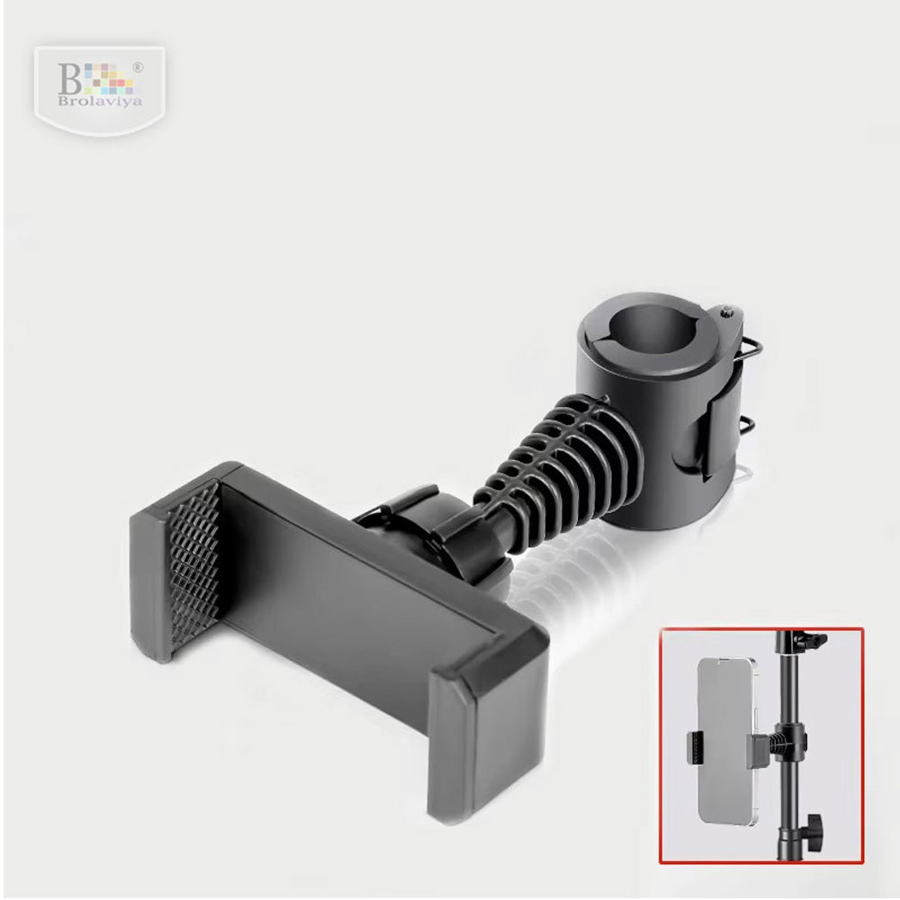 BROLAVIYA® 360° Adjustable Mobile Holder for Pipe & Rod Mount, Flexible Gooseneck Phone Clip Bracket, Universal Smartphone Holder for Camera, Tripod, Ring Light, Boom Arm, Black, 1 Piece