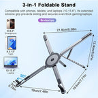 BROLAVIYA® 3-in-1 Foldable Adjustable Height Magnetic Aluminum Stand, Compatible with Phon - Image 3