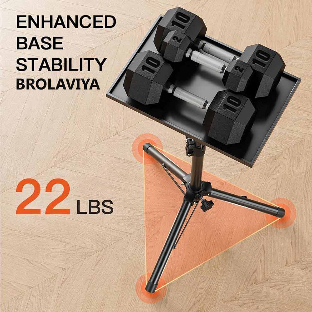 BROLAVIYA® Heavy-Duty Adjustable Floor Projector and Speaker Stand with Portable Folding Design, Heavy-Duty Black Base & Non-Slip Feet for Theater, PA Systems, Live Events, Studios