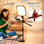 BROLAVIYA® Overhead Phone Stand with LED Fill Slab Light, 360° Rotating Phone Holder, Desk Stand for Reading, YouTube, Reels, Cooking Videos, Recording & Content Creation