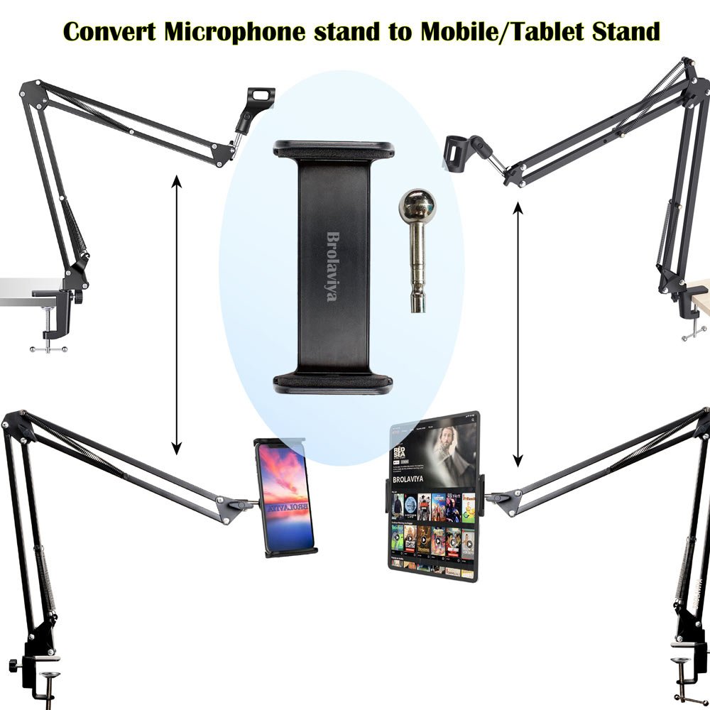 BROLAVIYA® Bracket for Mobile/Tablet and Ball Head, for to Convert Your Microphone Suspens - Image 2