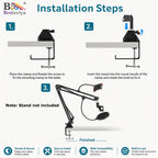 BROLAVIYA® Heavy Duty Desk Clamp Mount with Headphone Hook, Metal Table C Clamp Base, Universal Mic Boom Arm Clamp for Scissor Arms, Low Profile Arms, Fits Up to 2.36 inch 6cm Thickness