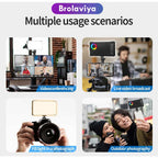 BROLAVIYA® Full Color RGB Video Light, 2000mAh Rechargeable, Dimmable with Cold Shoe, Portable Clip and 1/4 Screw Hole for Camera, Phone, Tablet, Laptop, Selfie, Photography