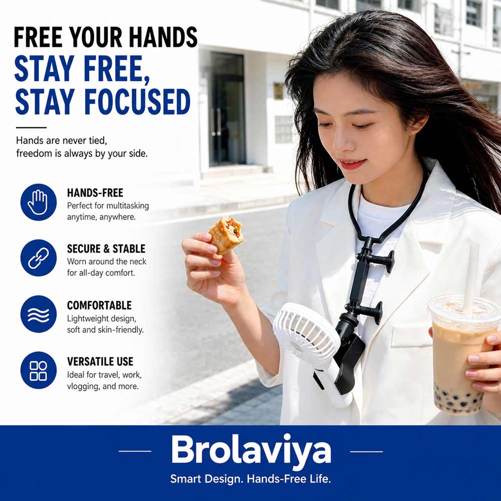 BROLAVIYA® Silicone Neck Clip Holder Mount, Hands-Free Wearable Neck Stand with Adjustable Clamp, Universal Chest Mount with 1/4 Head for Vlogging, Recording, Live Streaming, Reading, DIY & Travel