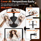 BROLAVIYA® Magnetic Mobile Phone Stand for Desk, Tabletop Stand, Adjustable Height & 360° Rotation, Strong N52 Magnetic Mount Compatible with iPhone 12-17 Series, Video Calls, Live Streaming